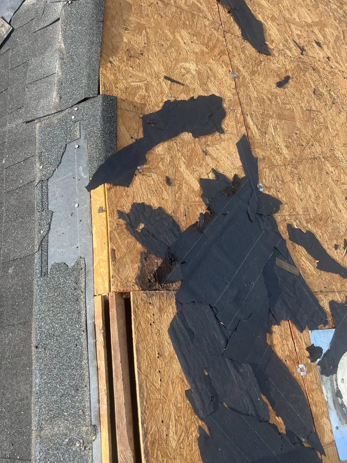 Deck edge detail during roof replacement in Sugar Land