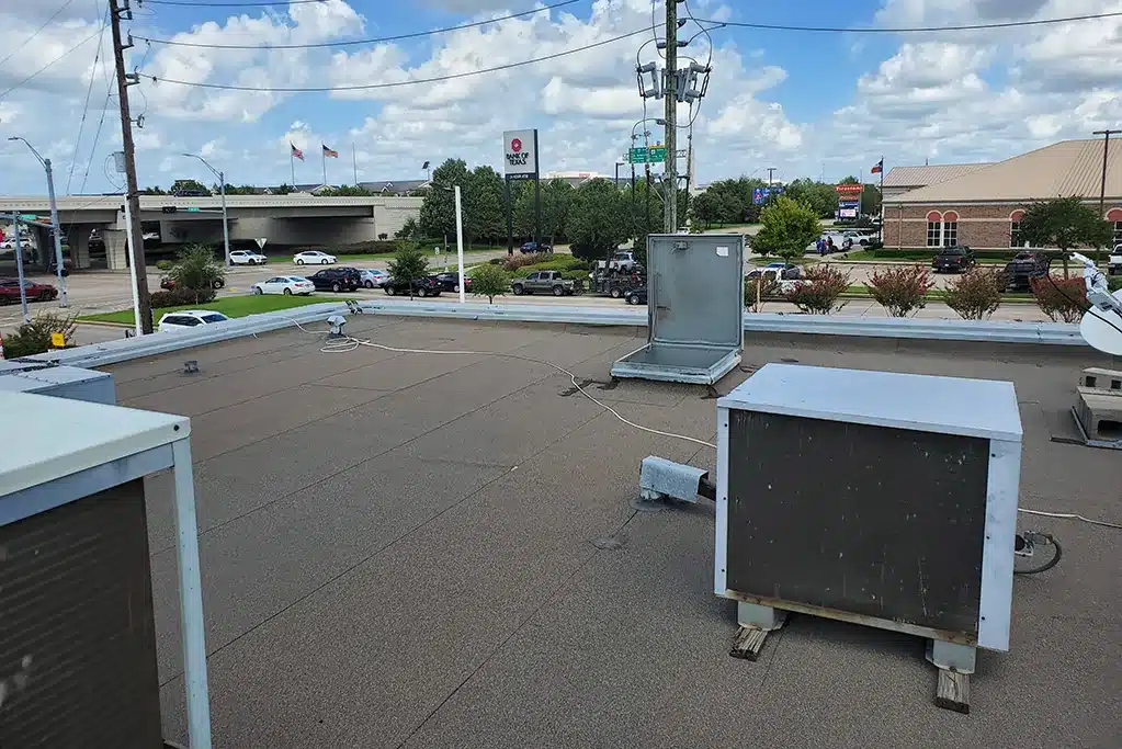 Commercial flat roof on an office building