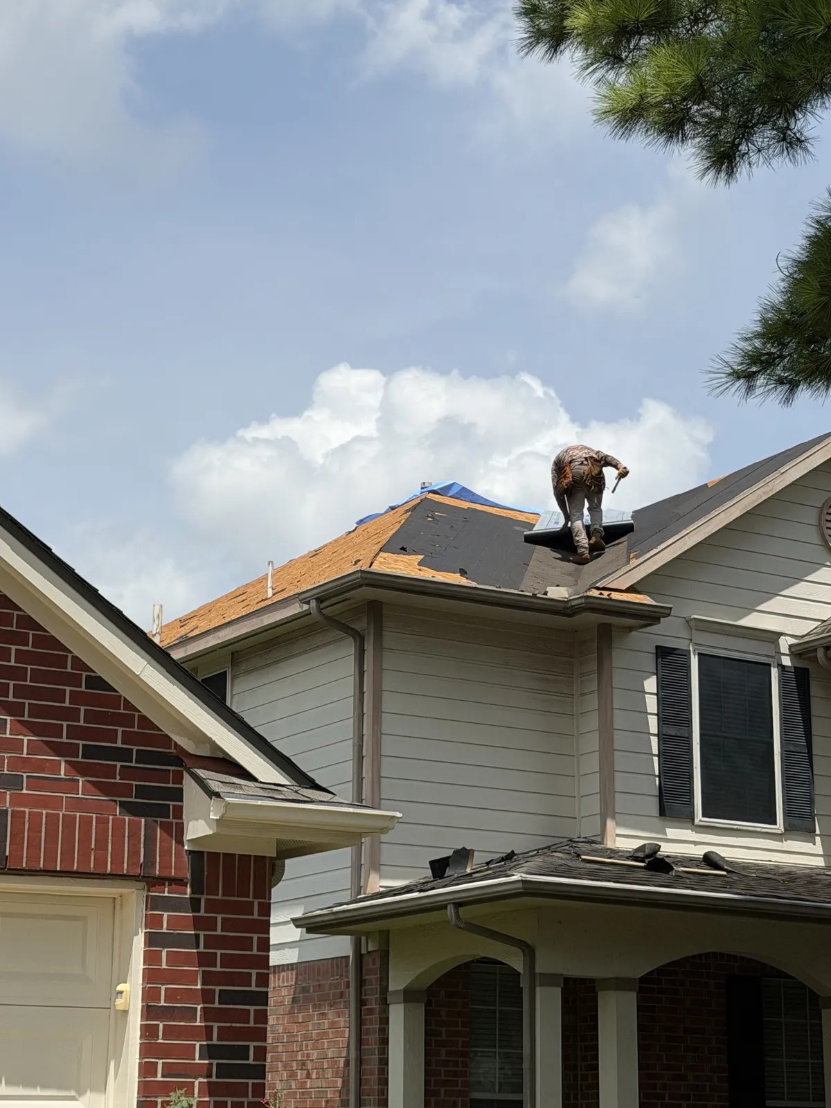 Our crew on the ridge during install day in Sugar Land