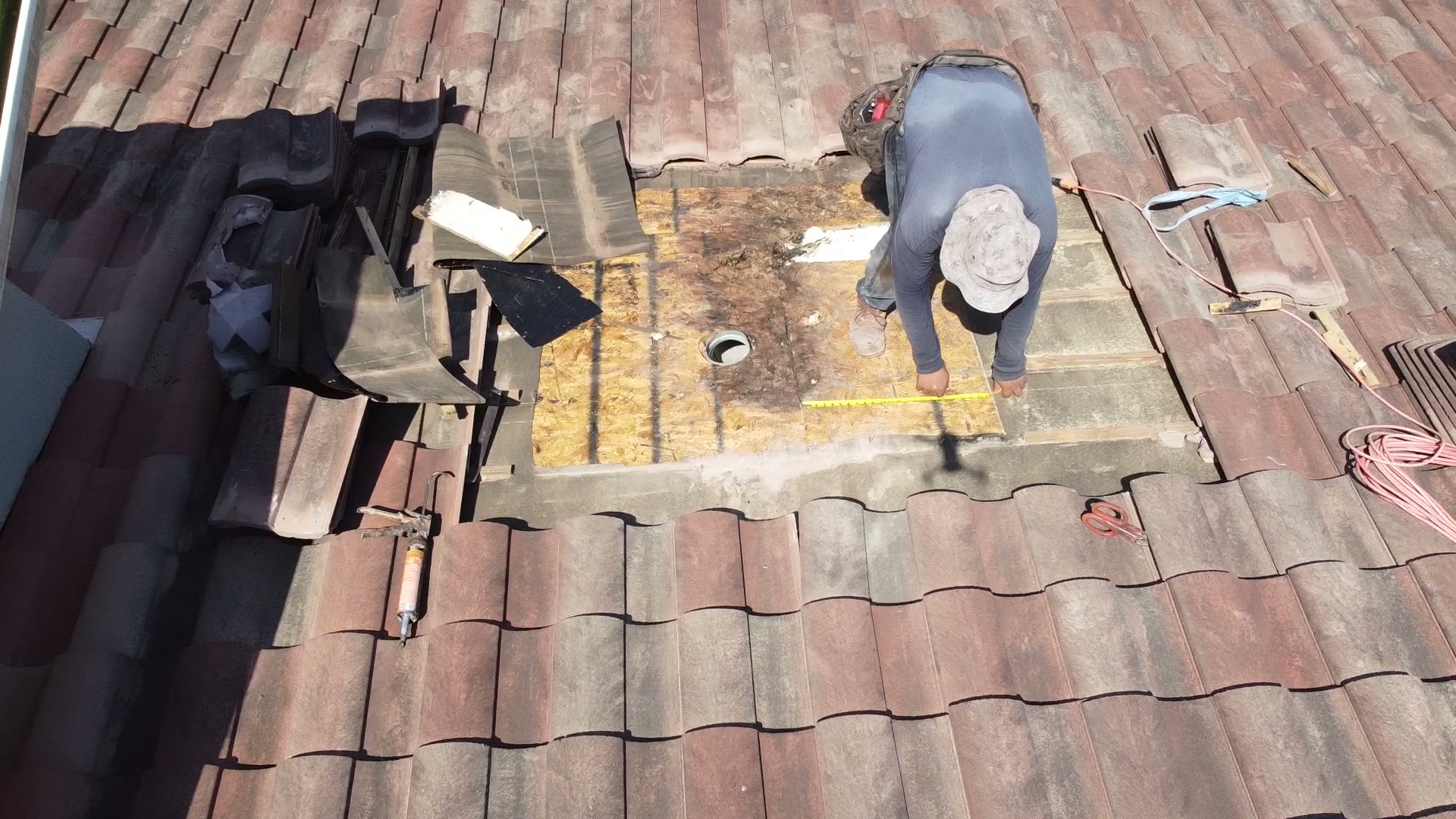 The repair area from above. Riverstone, Missouri City, October 2026.